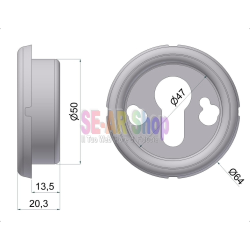 Vaschetta FORZIERE antistrappo 4331 H22 mm per protector Ø46 mm in acciaio zincato bianco