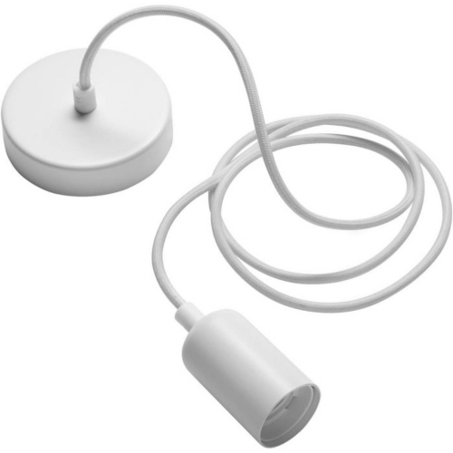 Portalampada a Sospensione E27 Plastica Soft-Touch Bianco Opaco Cavo 1,20 