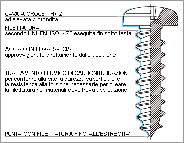 Scheda caratteristiche viti Autofilettanti